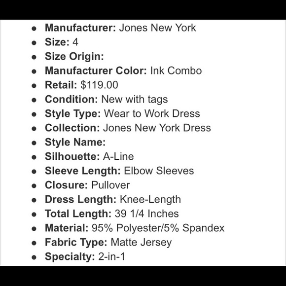 Jones New York NEW Navy Matte Jersey 2 in 1 Wear to Work Career Dress, 4 - Picture 2 of 2